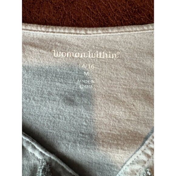 Woman Within Floral Embroidered Tunic Top 14/16 sharkbite hem boho cottagecore - Picture 2 of 8